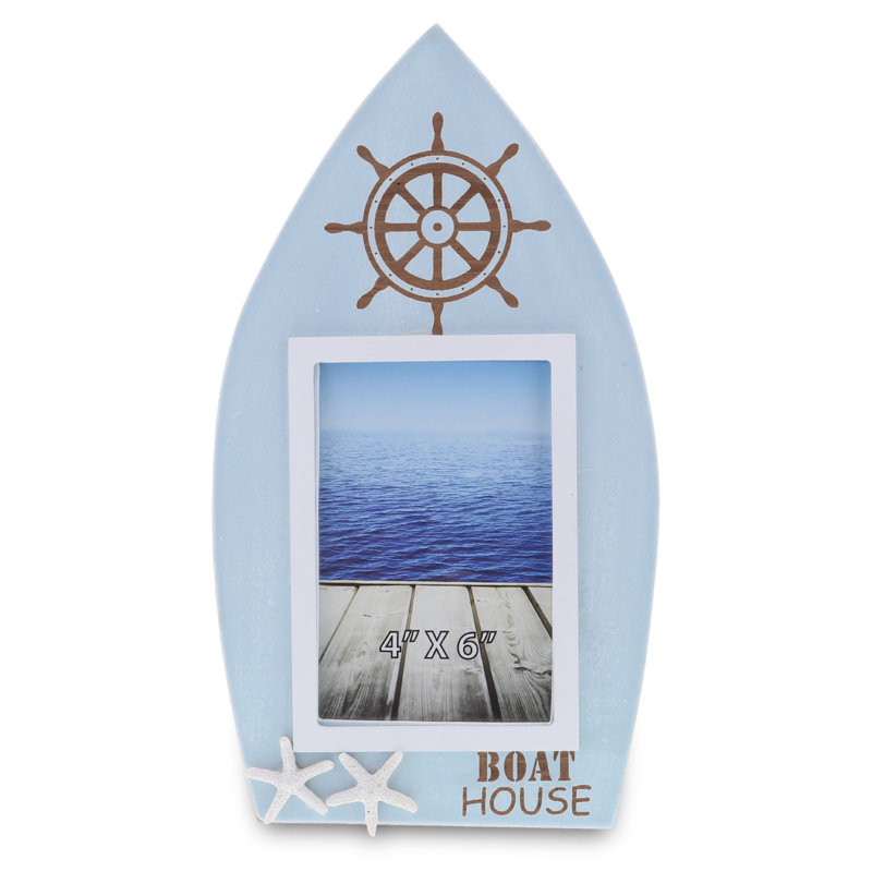 Longshore Tides Blue Lagoon Wood Boat Frame, Nautical Picture Frame